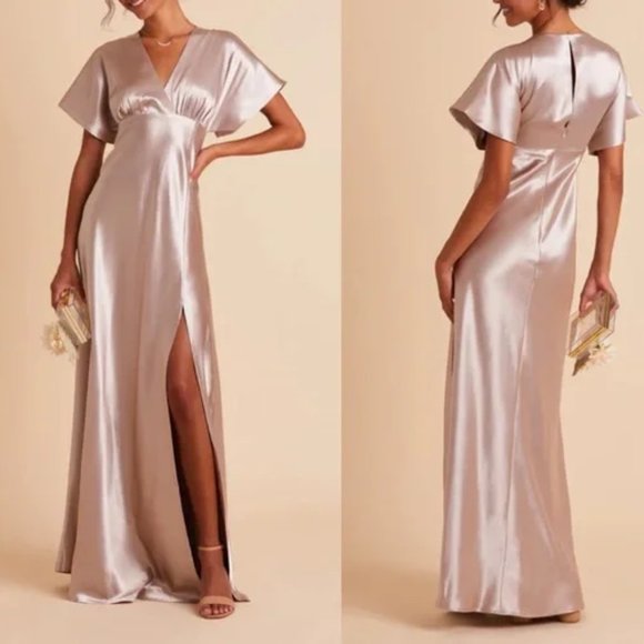Birdy Grey Dresses & Skirts - Birdy Grey Jesse Kimono Satin Bridesmaid Dress in Taupe